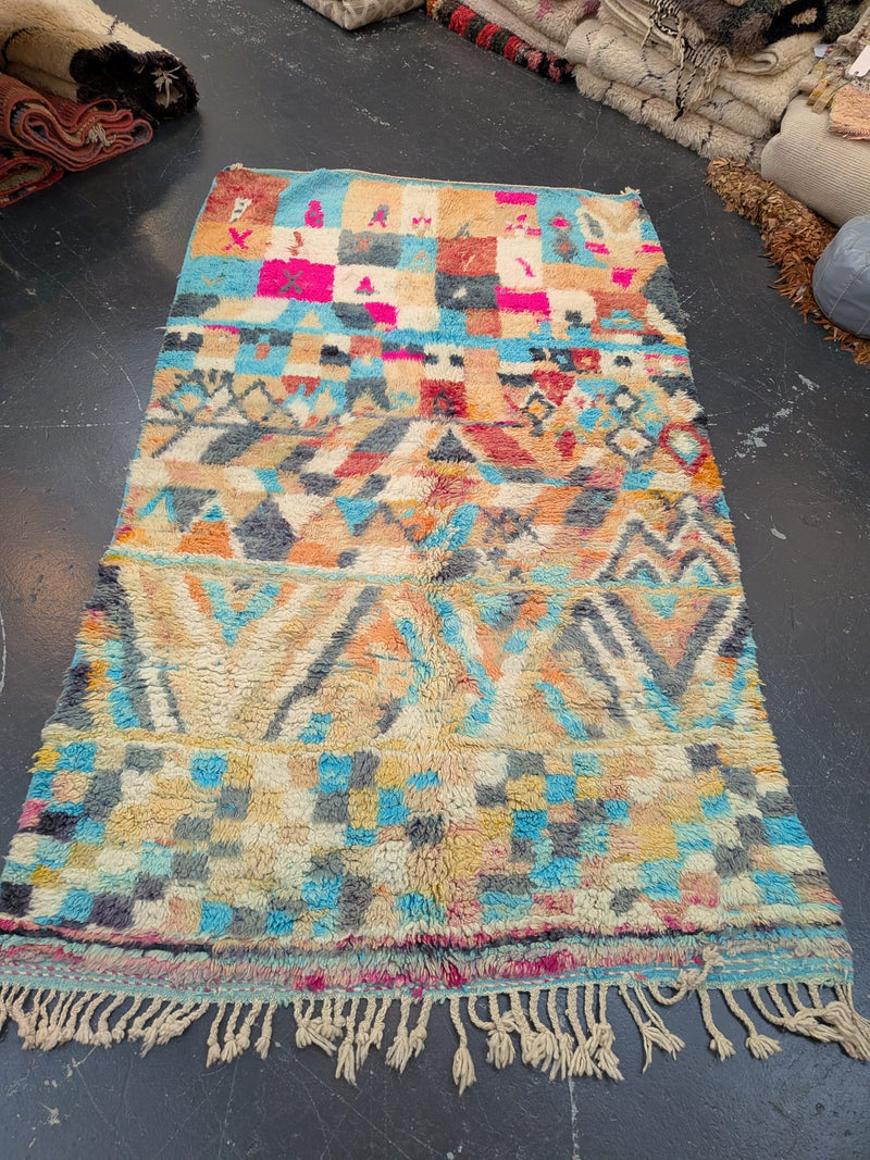 "Kaleidoscope" Preloved Beni Ourain Rug - RU-BO-030