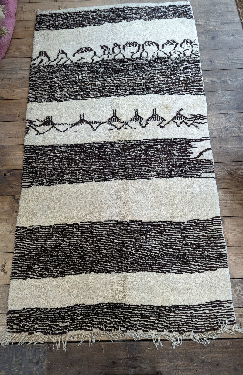 "Walnut Stripes" Antique Beni Ourain Rug RUBO012