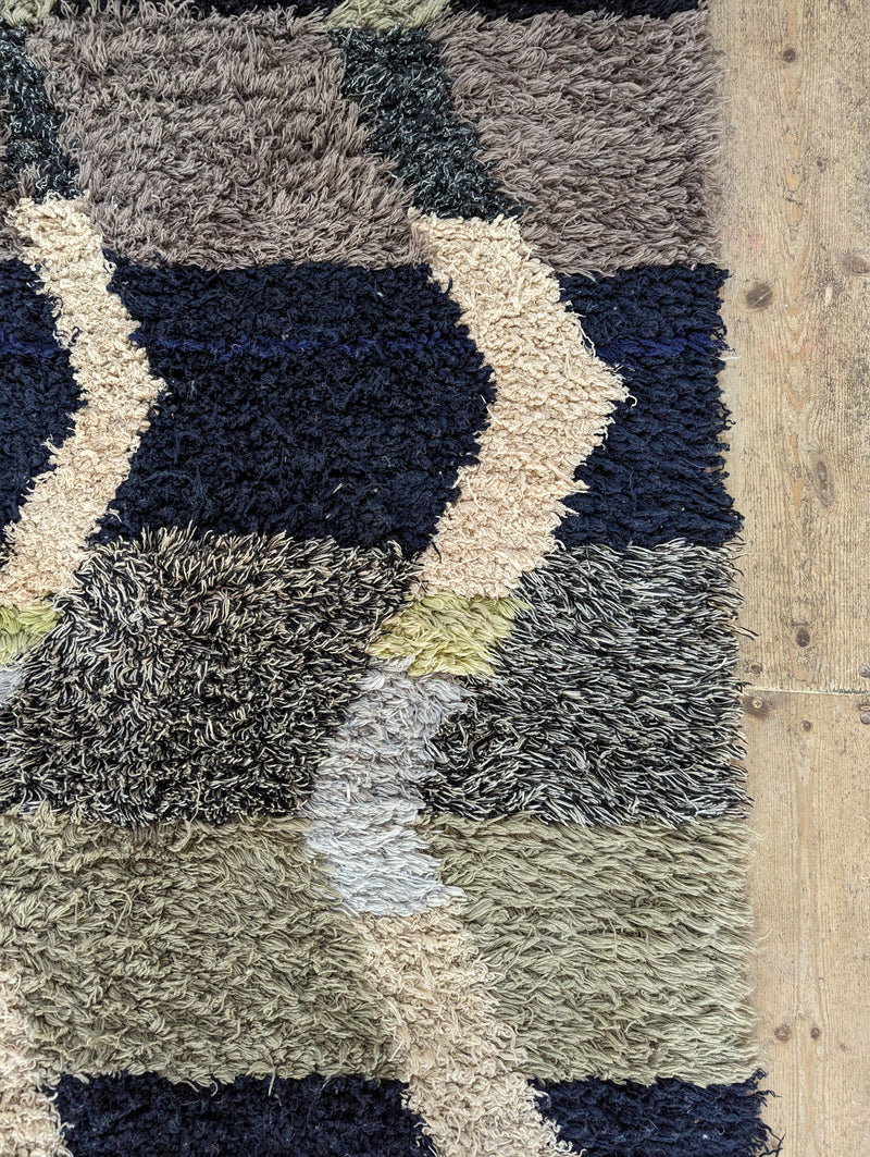 ‘Onyx Skies’ Wool Boucherouite Rug RUBT004