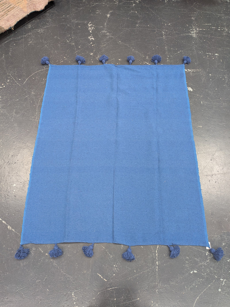 ‘Classic’ Pom Pom Blanket - Saharan Blue - BL-PP-006