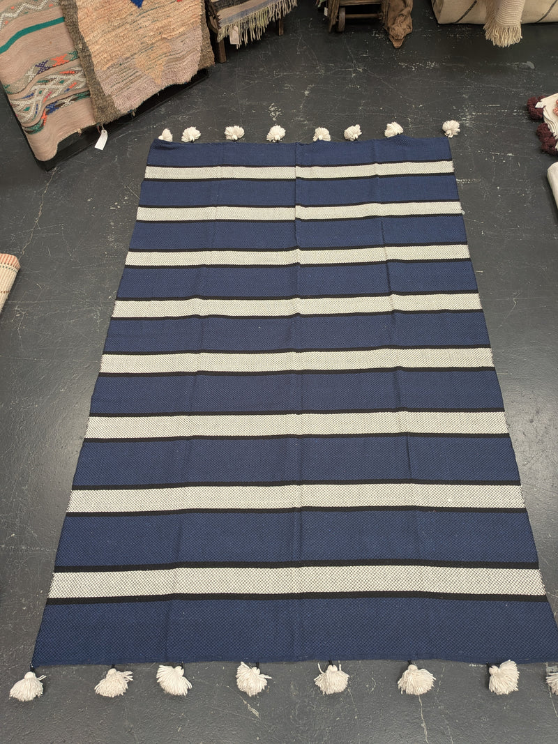 ‘Nordic Stripes’ Wool Pompom Blanket BL-PP-116
