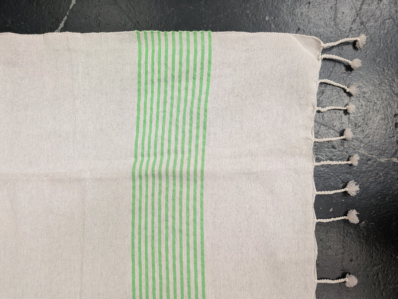 'Kaouki' Hammam Towel - Lime stripe band 3 BLHT004