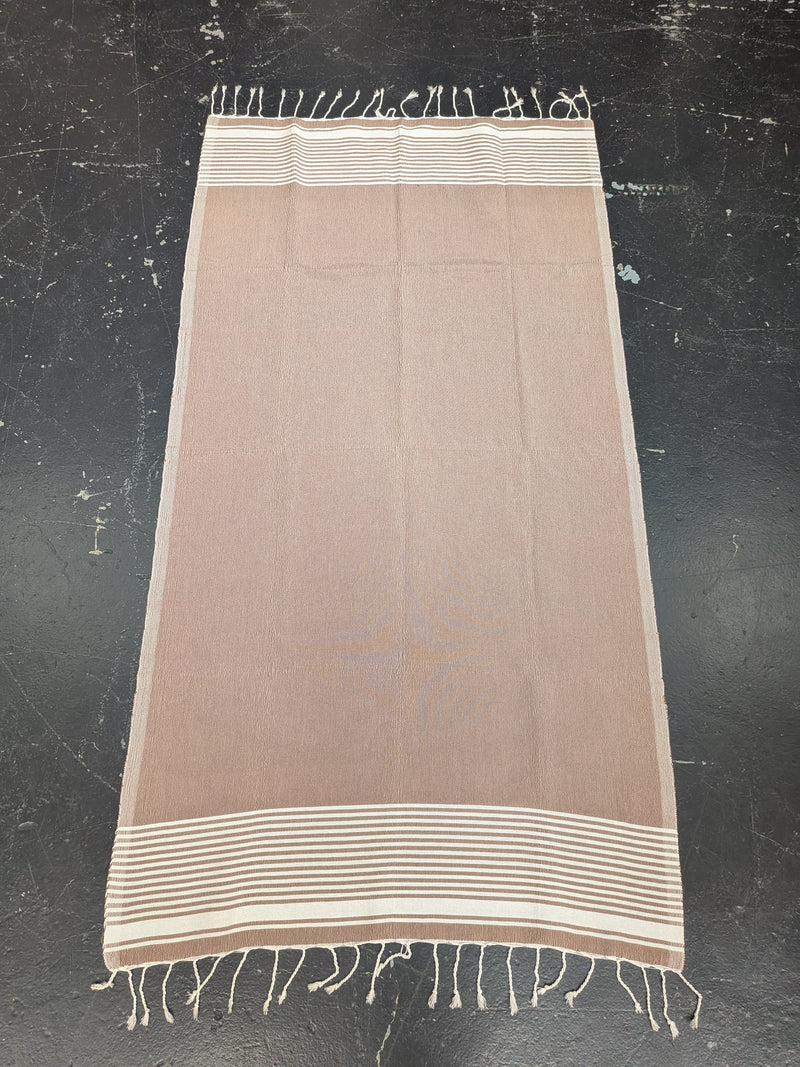 'Kaouki' Hammam Towel - Brown with white bands BLHT102