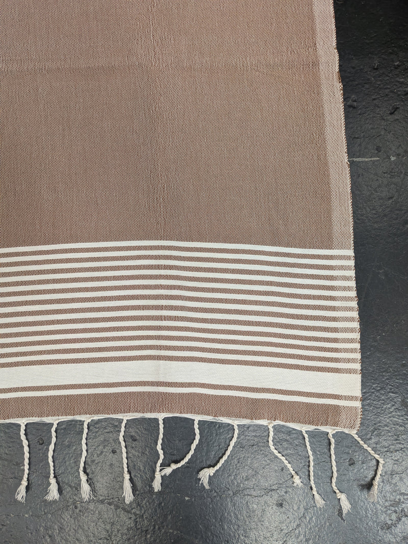 'Kaouki' Hammam Towel - Brown with white bands BLHT102