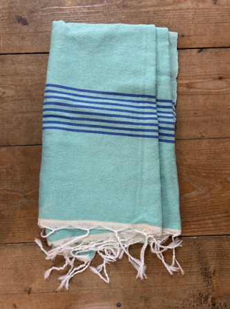 'Kaouki' Hammam Towel - Mint/Blue