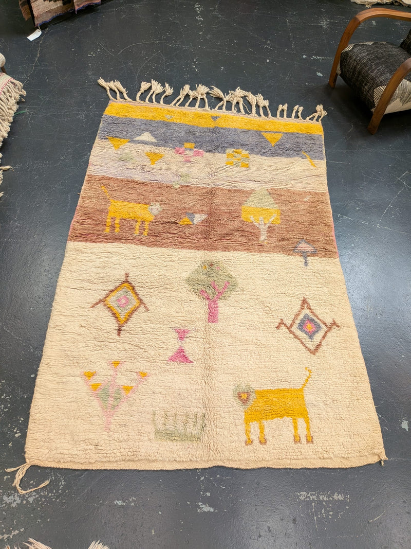 "Animal Kingdom" Preloved Beni Ourain Rug RUBO028