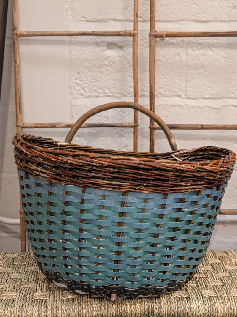 Medium Hand woven hazel & recycled plastic basket BP006