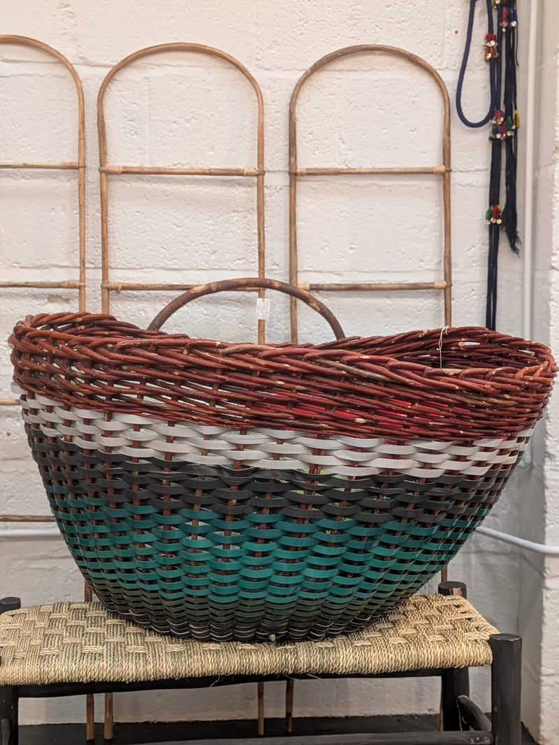 XL Hand woven hazel & recycled plastic basket BP002