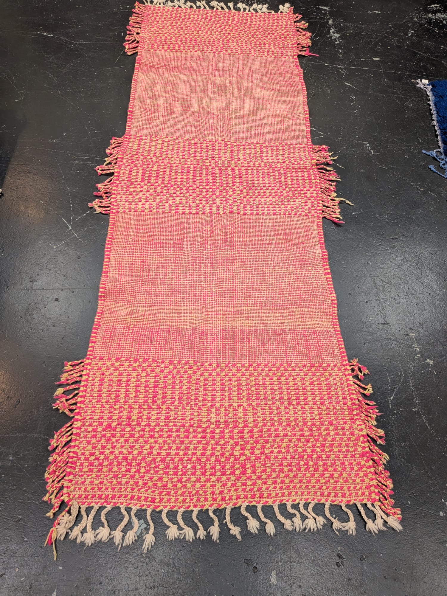 'Pink & Cream' Flatweave Reversible Kilim Runner - RUKM030