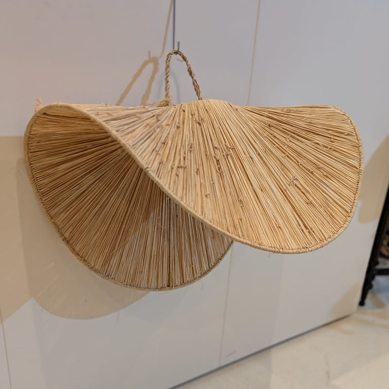 Handwoven raffia lampshade with metal frame HWLS017