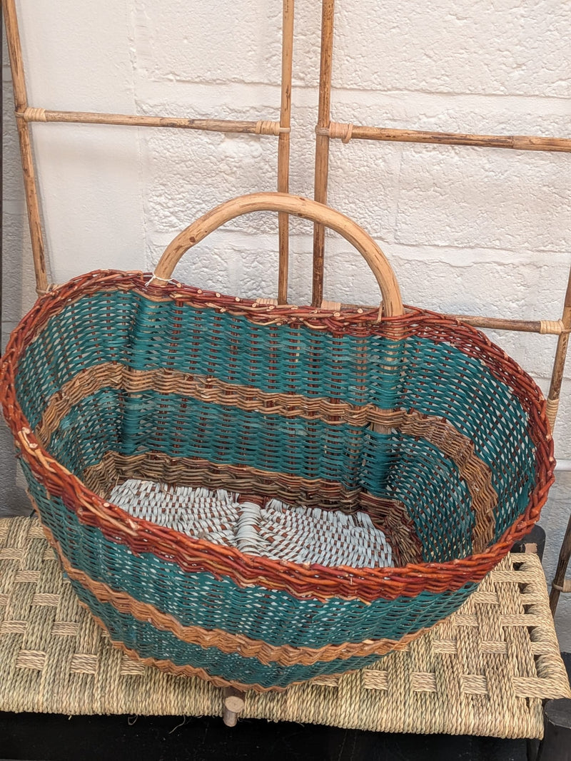Medium Hand woven hazel & recycled plastic basket BP006