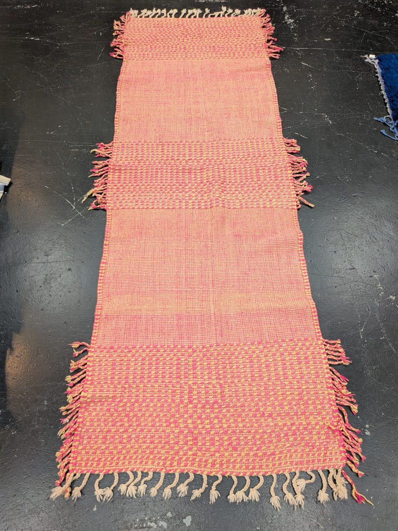 'Pink & Cream' Flatweave Reversible Kilim Runner - RUKM030