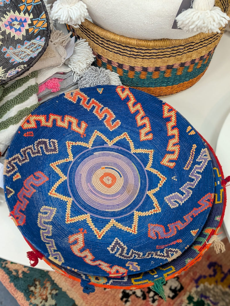 Hand Woven Moroccan Round Bread Basket HWBK023