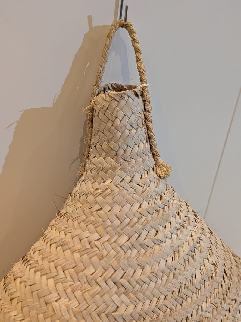 Large Palm Leaf Wicker Lampshade with Neck Detail - HWLS016