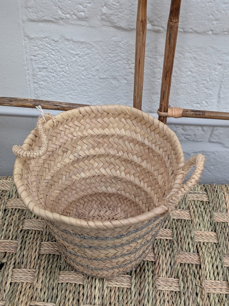 Sea Grass Basket with Sequin Band Detail HWBK020