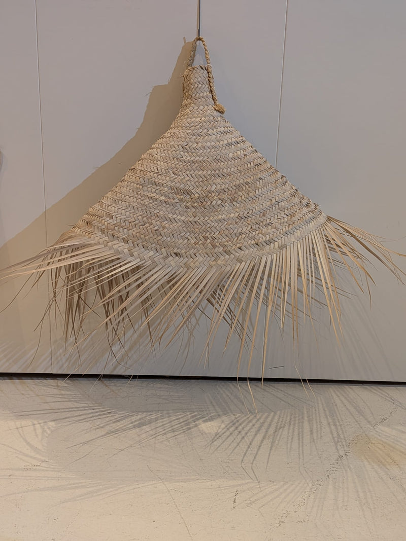 Large Palm Leaf Wicker Lampshade with Neck Detail - HWLS016