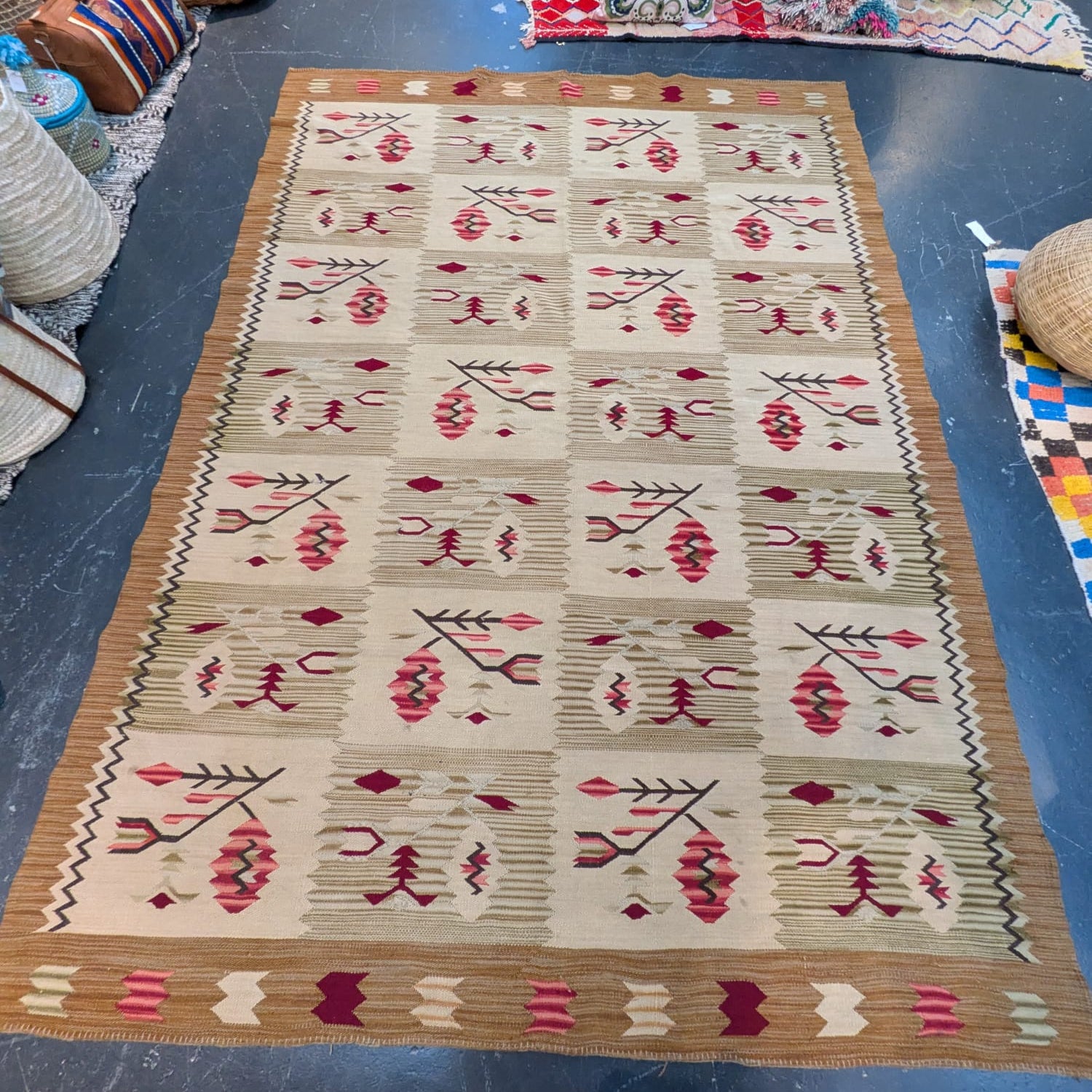 Rare Slavic hand woven flatweave kilim RUKM029