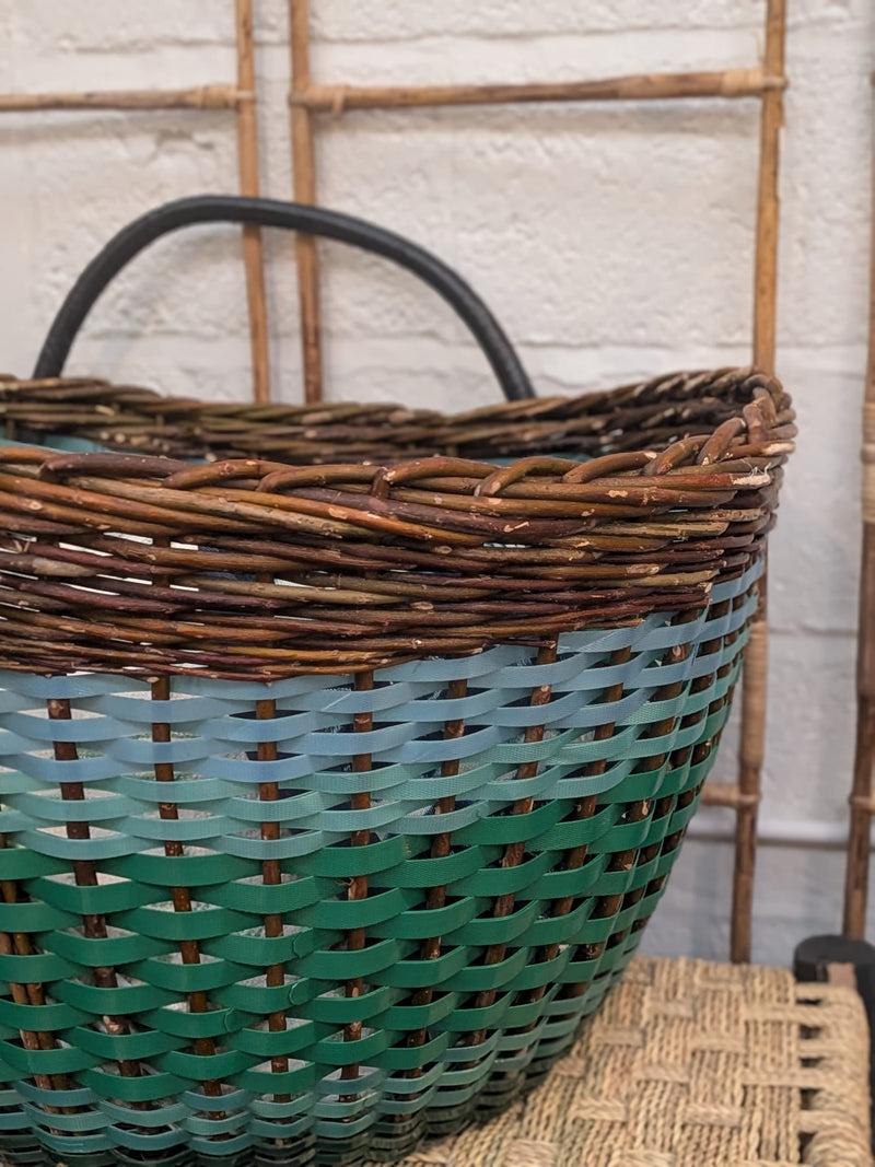 Large Hand woven hazel & recycled plastic basket BP004