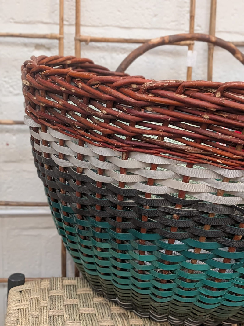 XL Hand woven hazel & recycled plastic basket BP002