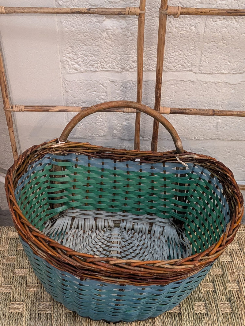 Medium Hand woven hazel & recycled plastic basket BP006