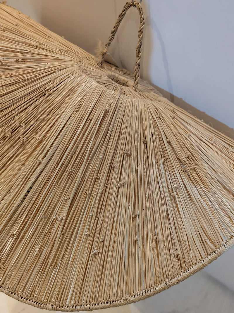 Handwoven raffia lampshade with metal frame HWLS017