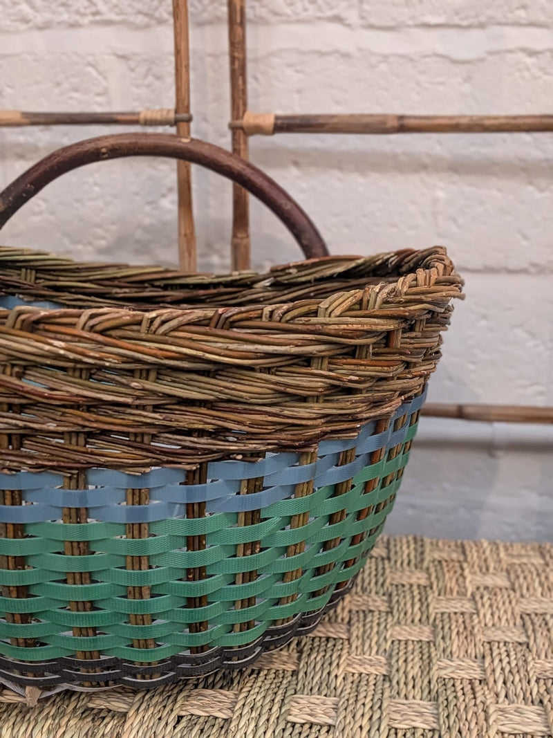 Small Hand woven hazel & recycled plastic basket - BP-001
