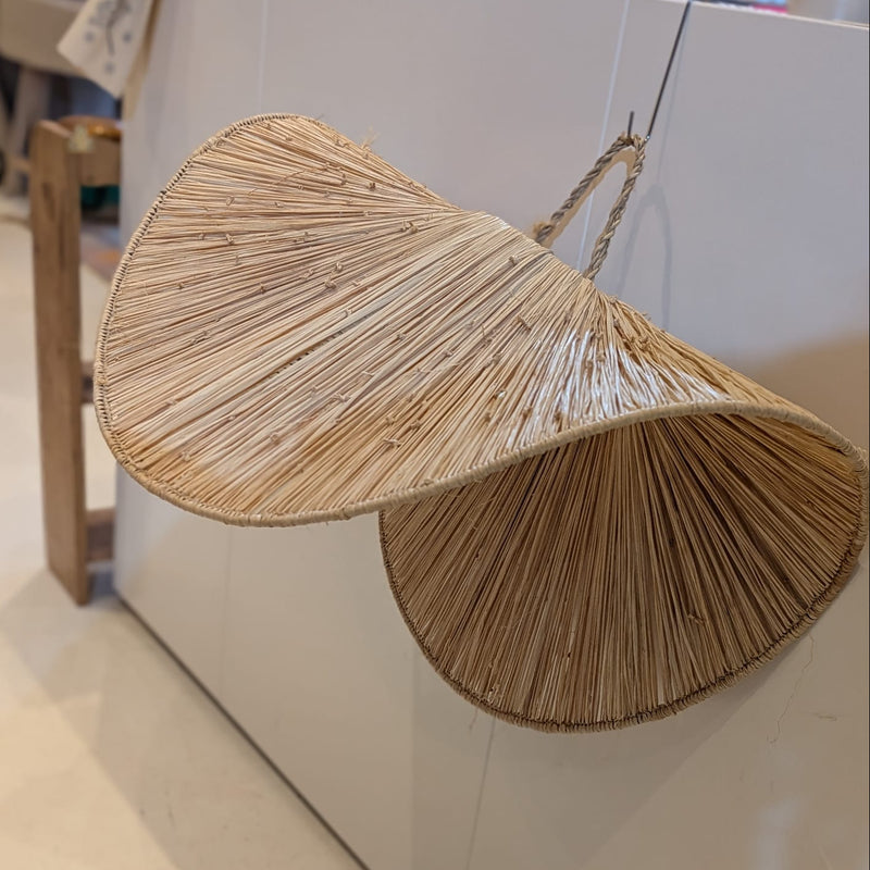 Handwoven raffia lampshade with metal frame HWLS017