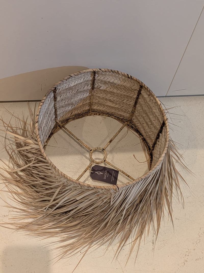 Handwoven rattan barrel lampshade with metal frame HWLS018