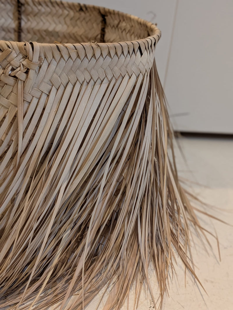 Handwoven rattan barrel lampshade with metal frame HWLS018