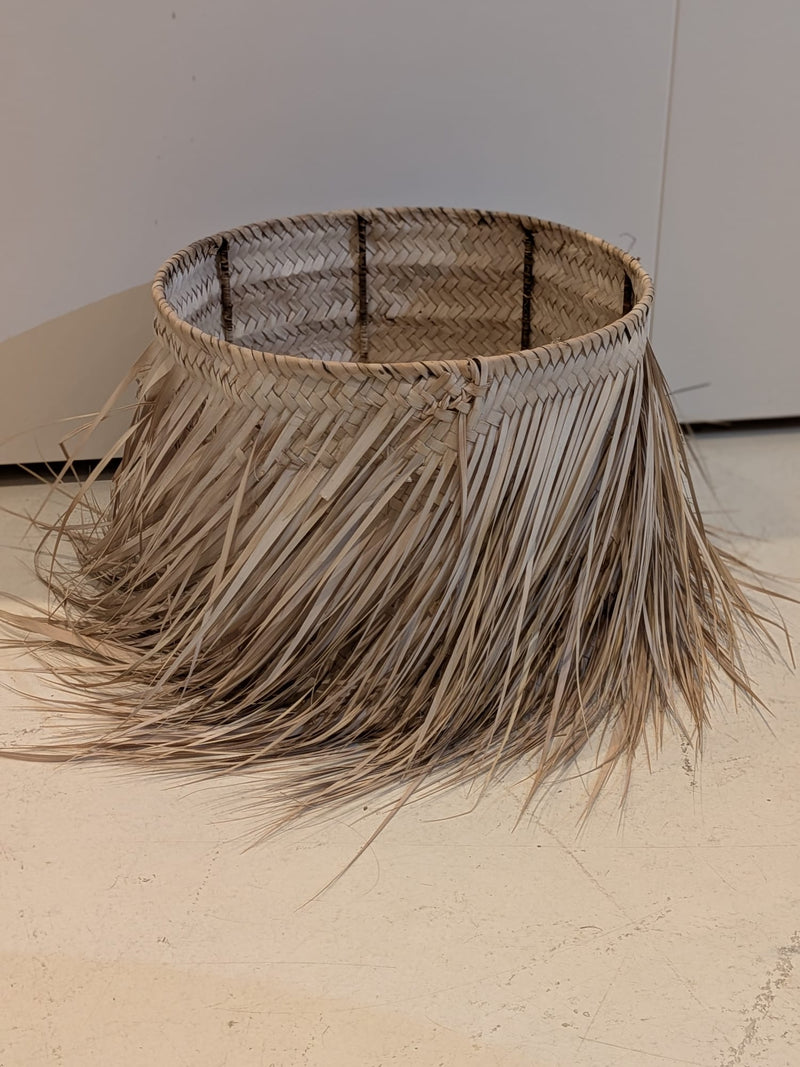 Handwoven rattan barrel lampshade with metal frame HWLS018