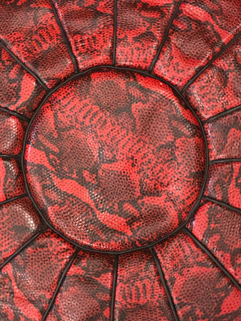 Large Embossed Cow Hide Pouffe - PO-LP-004