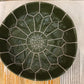 Olive Moroccan Leather Pouffe with white stitch - PO-LP-001