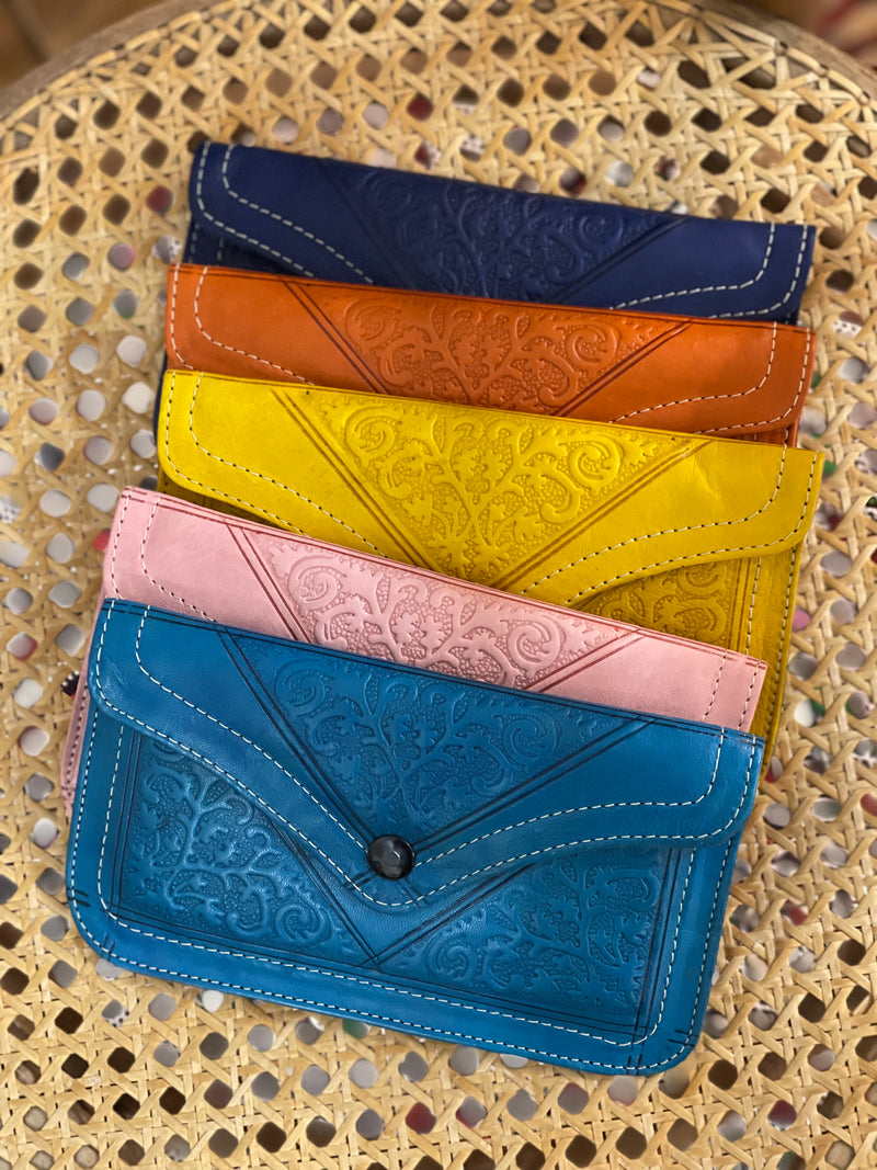 Hand Tooled Leather Clutches - CL-BG-002