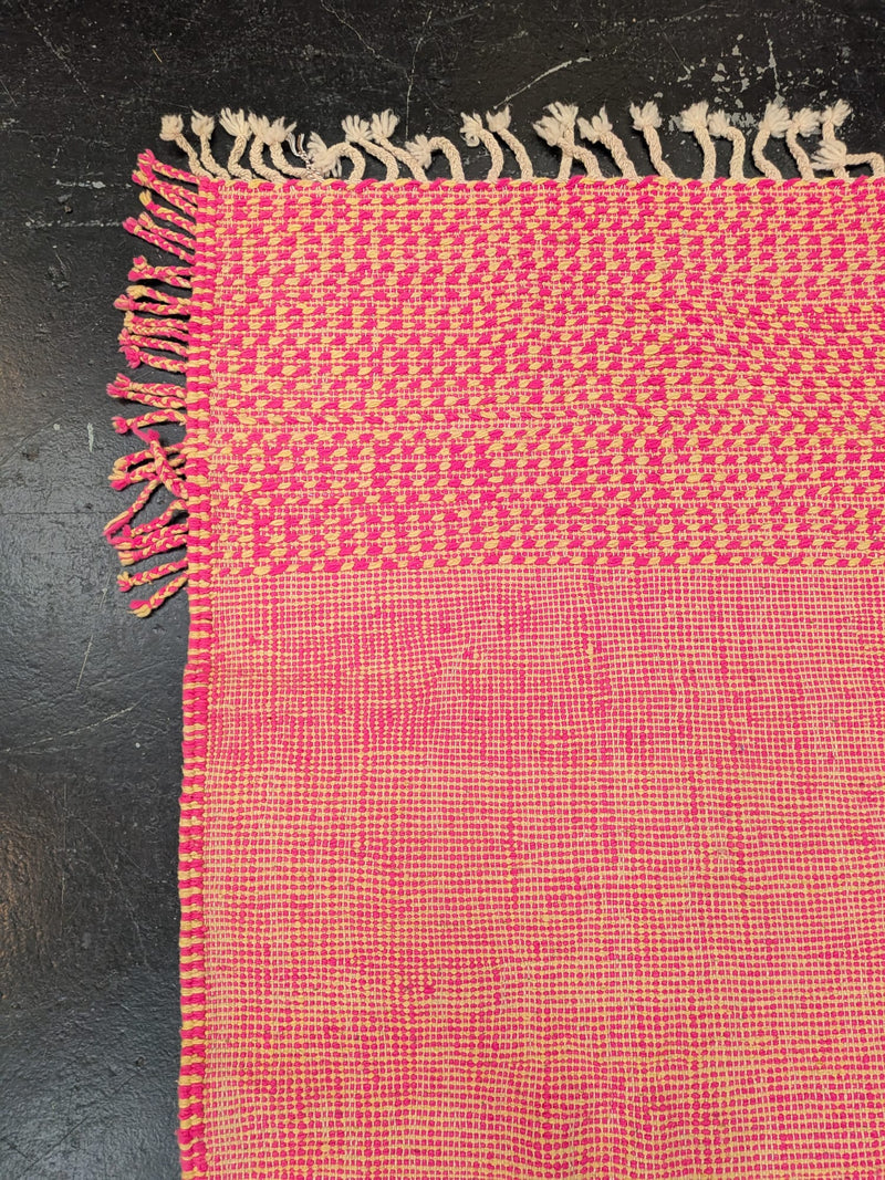 'Pink & Cream' Flatweave Reversible Kilim Runner - RUKM030