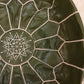 Olive Moroccan Leather Pouffe with white stitch - PO-LP-001