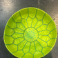 Lime Green Moroccan Leather Pouffe with green stitching POLP020