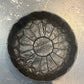 Black Moroccan Leather Pouffe with black stitching POLP027