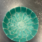 Teal Moroccan Leather Pouffe with white stitching POLP023
