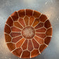 Chestnut brown Moroccan Leather Pouffe with black stitching POLP066