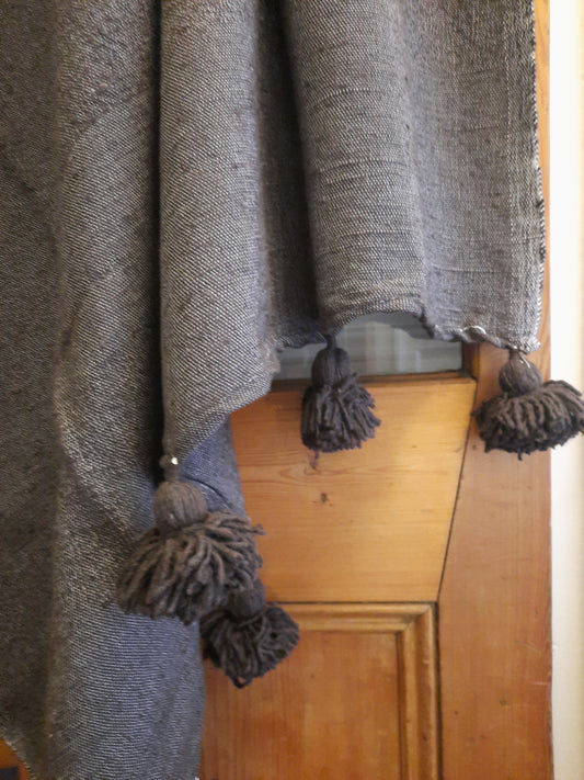 'Classic’ Pom Pom Blanket - Mocha BP108