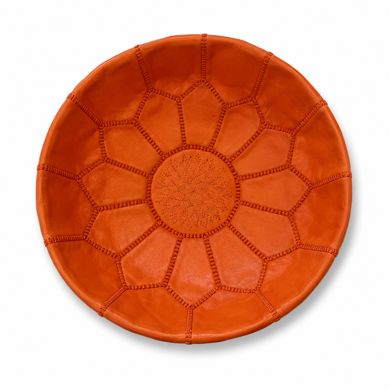 Mini Leather Pouffe - Orange POLP082