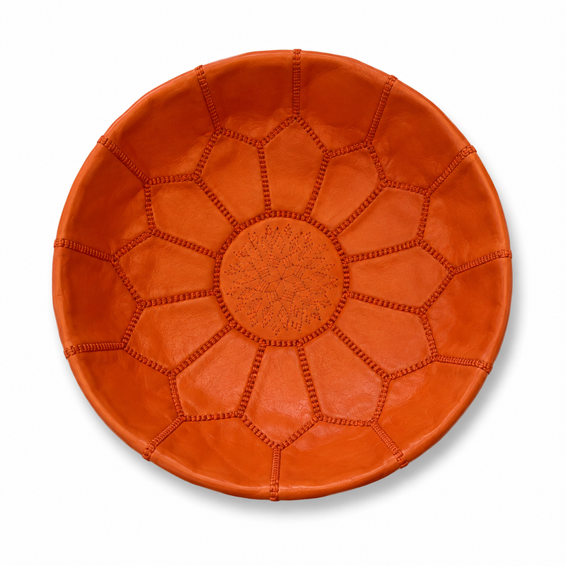 Mini Leather Pouffe - Orange POLP082