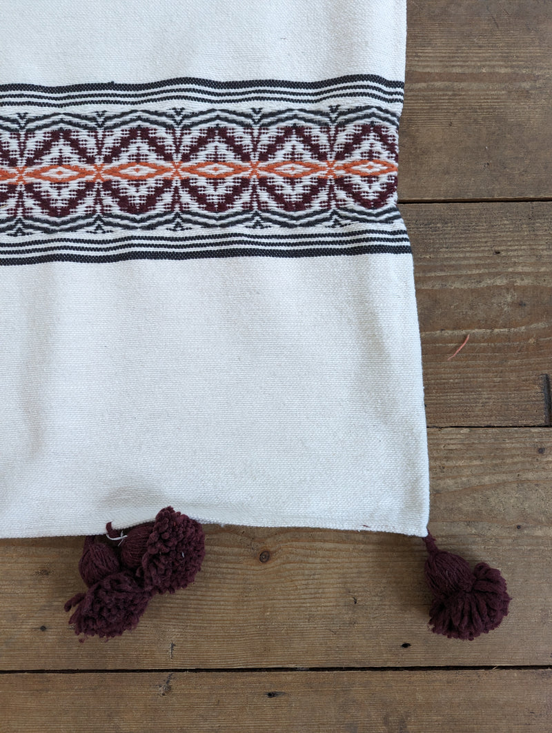 Multi Colour Stripe Jacquard Weave Pompom Blanket BLPP109