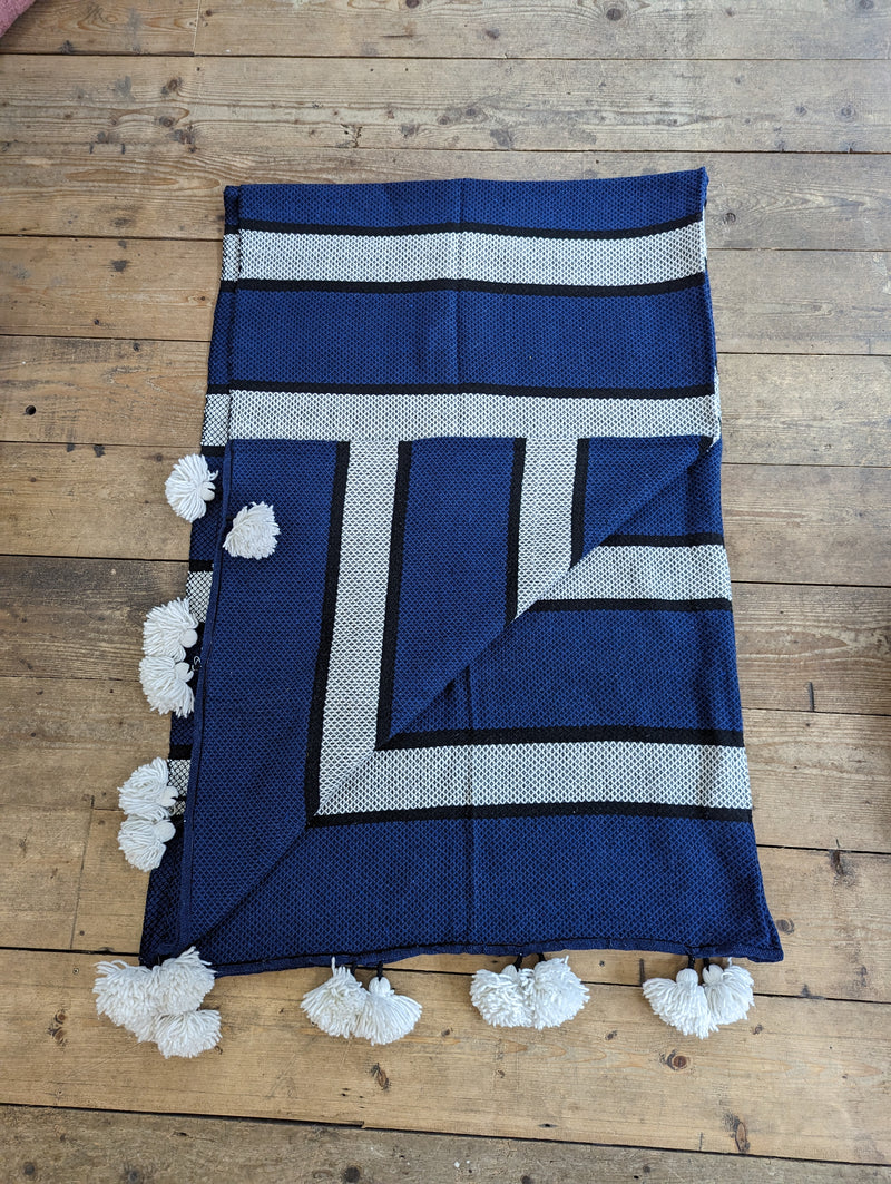 ‘Nordic Stripes’ Wool Pompom Blanket BLPP116