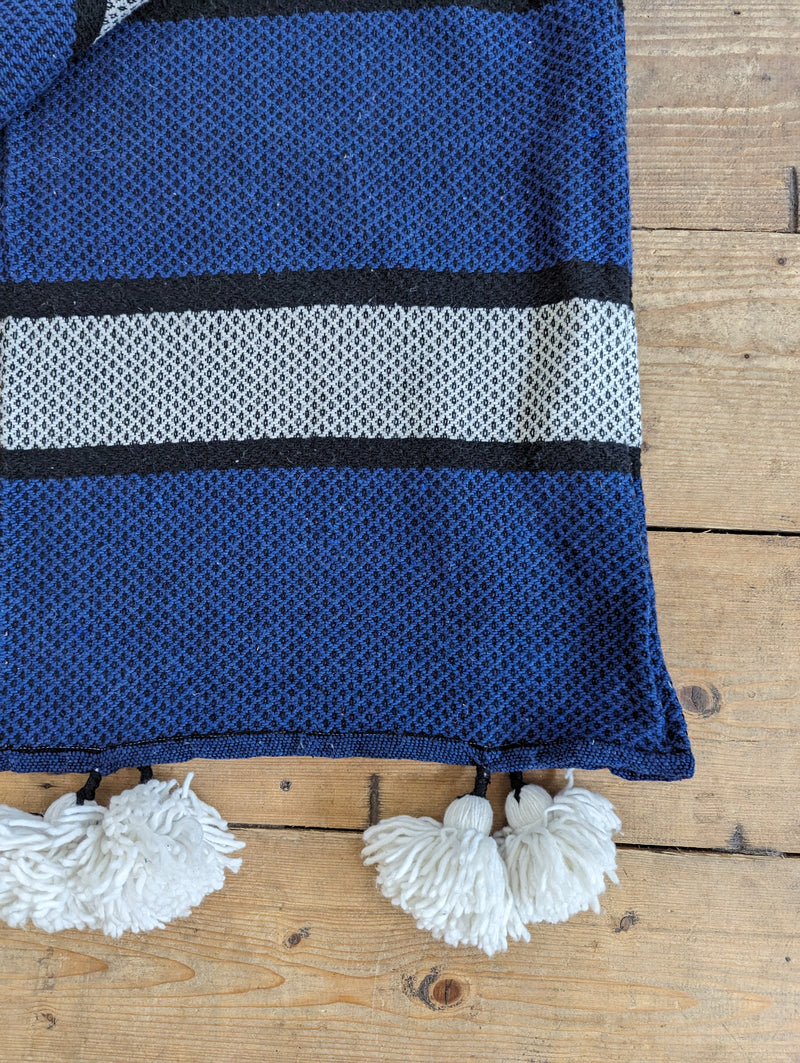 ‘Nordic Stripes’ Wool Pompom Blanket BLPP116