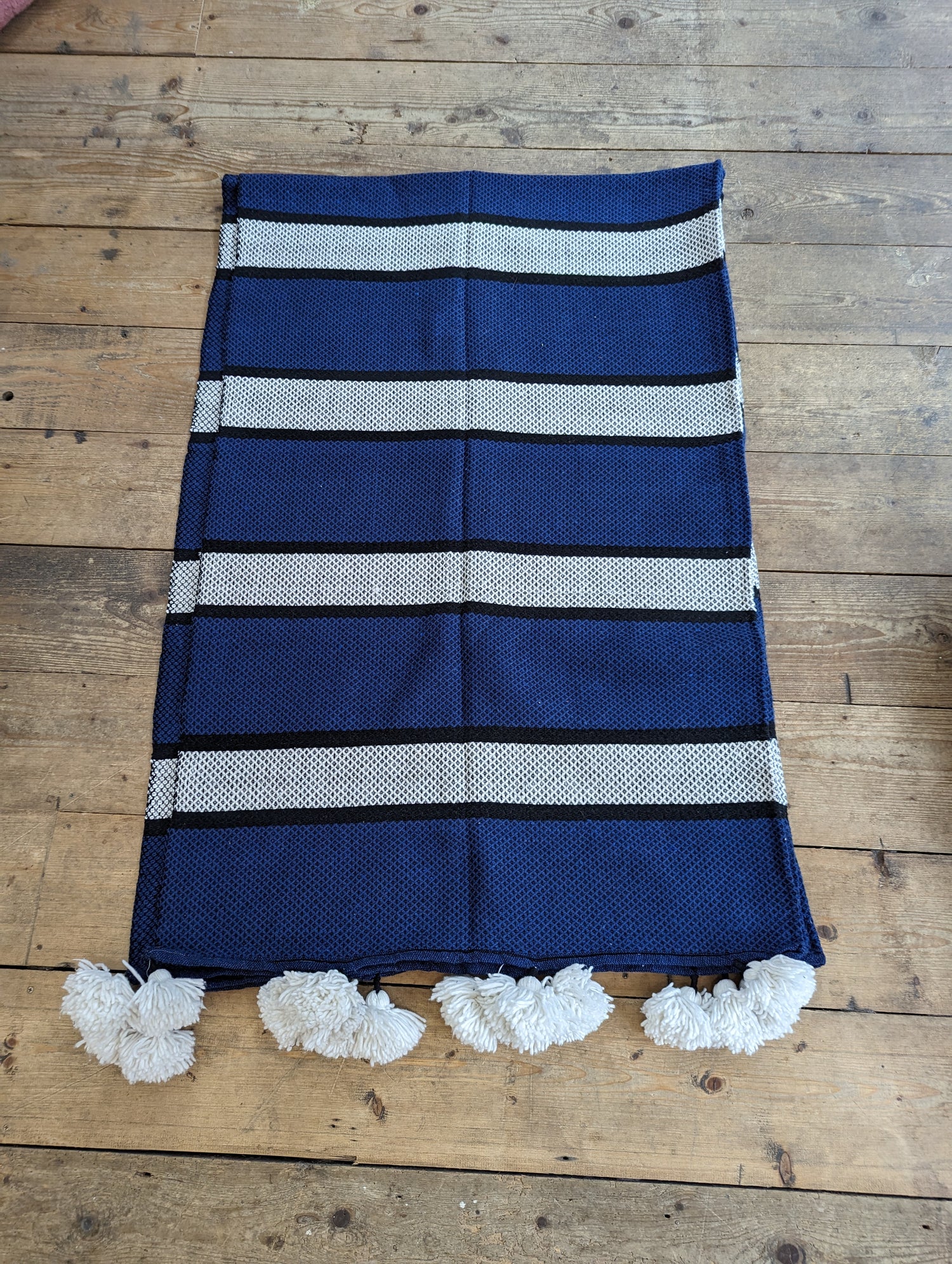 ‘Nordic Stripes’ Wool Pompom Blanket BP116