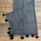 'Charcoal Diamonds’ (black pompom) Wool Pompom Blanket BP114