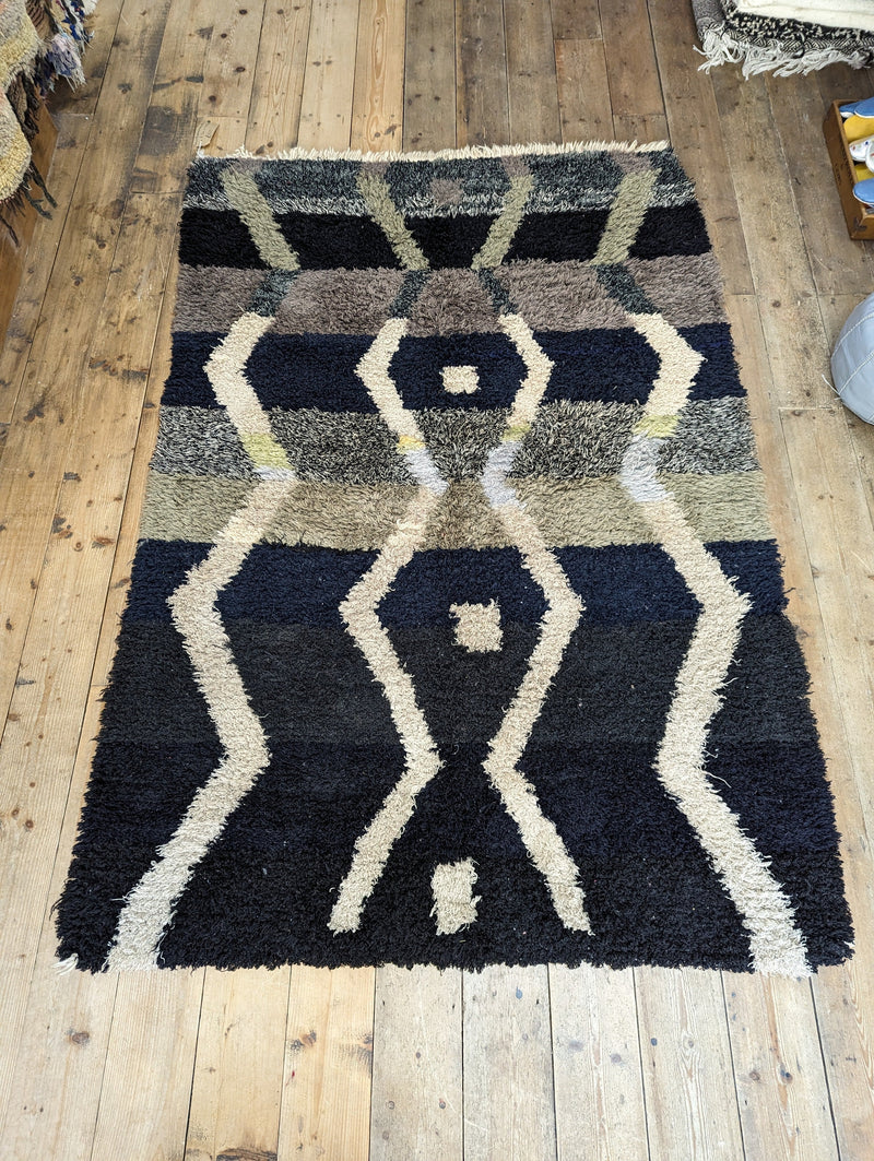 ‘Onyx Skies’ Wool Boucherouite Rug RUBT004