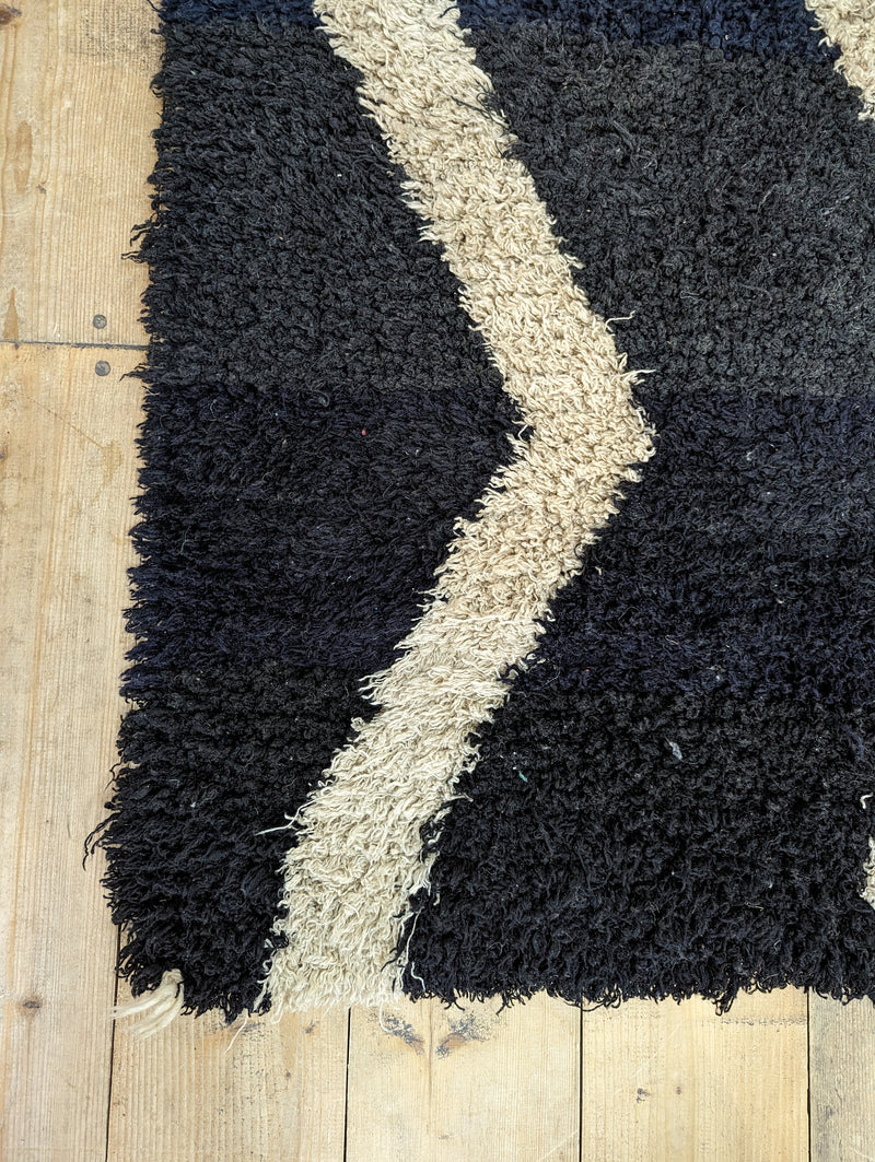 ‘Onyx Skies’ Wool Boucherouite Rug RUBT004