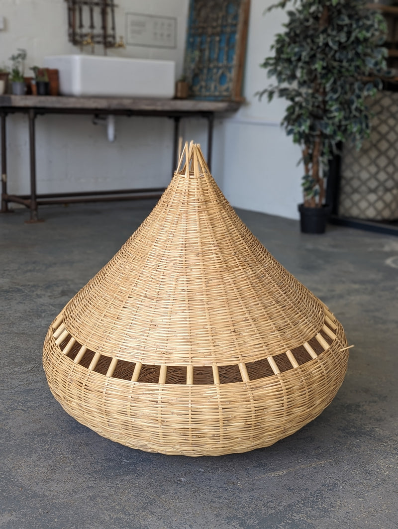 ‘Teardrop Pod’ woven wicker lampshade with cut outs  HWLS005